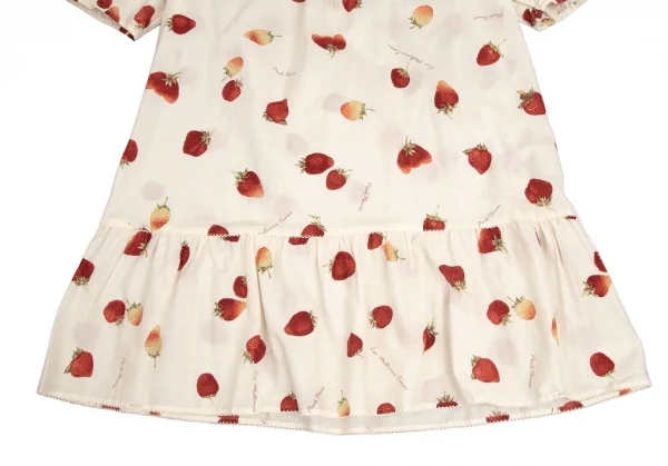 ピンクハウスPINK HOUSE ストロベリー総柄リボンデザイン半袖チュニックワンピース アイボリーM位 K-102679_007