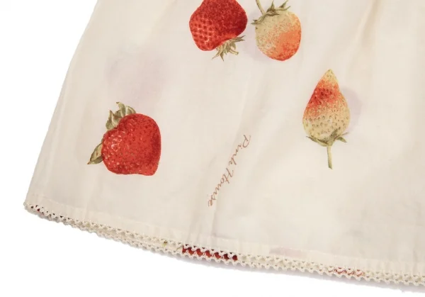 ピンクハウスPINK HOUSE ストロベリー総柄リボンデザイン半袖チュニックワンピース アイボリーM位 K-102679_008