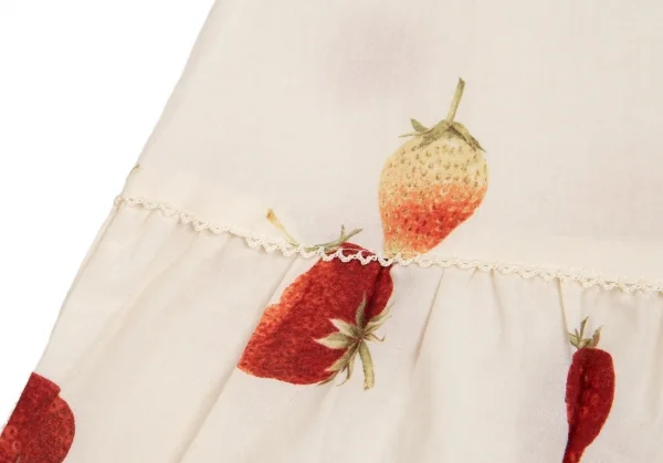 ピンクハウスPINK HOUSE ストロベリー総柄リボンデザイン半袖チュニックワンピース アイボリーM位 K-102679_009