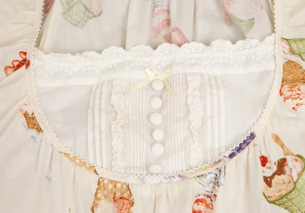 ピンクハウスPINK HOUSE パフェ総柄フリル半袖チュニック アイボリーM位 K-102680_005
