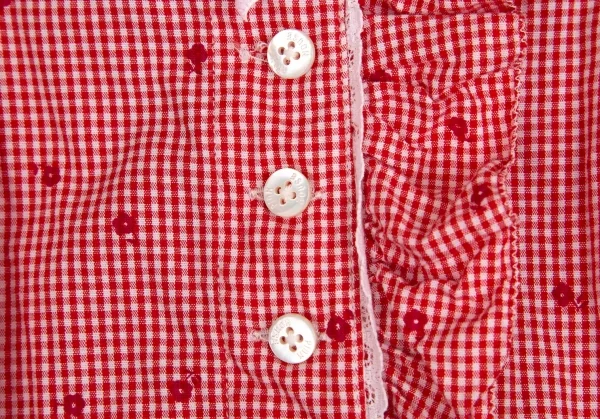 ピンクハウスPINK HOUSE 花柄ギンガムチェックフリルネックリボンデザインシャツ 赤白M位 K-102687_010