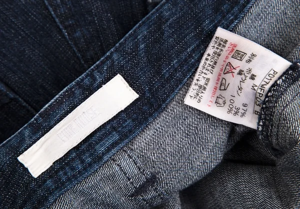 ピンクハウスPINK HOUSE ロゴ刺繍裾フリルレースアップクロップドデニムパンツ インディゴM K-102690_019