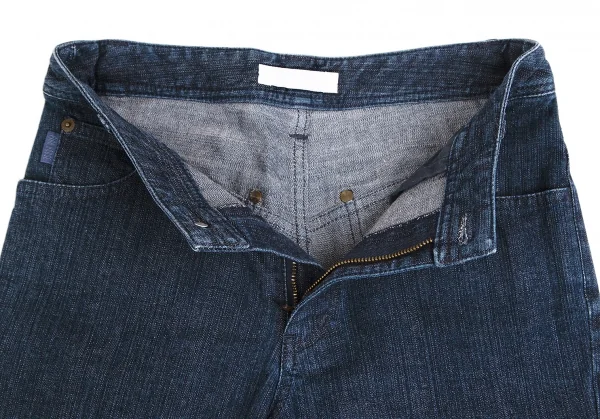 ピンクハウスPINK HOUSE ロゴ刺繍裾フリルレースアップクロップドデニムパンツ インディゴM K-102690_002