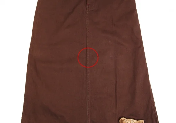 ピンクハウスPINK HOUSE ベアー刺繍ワッペン貼り付け台形ロングスカート 茶M K-102692_007