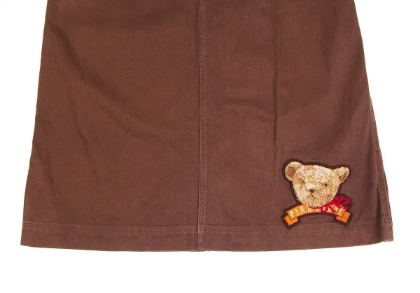 ピンクハウスPINK HOUSE ベアー刺繍ワッペン貼り付け台形ロングスカート 茶M K-102692_009