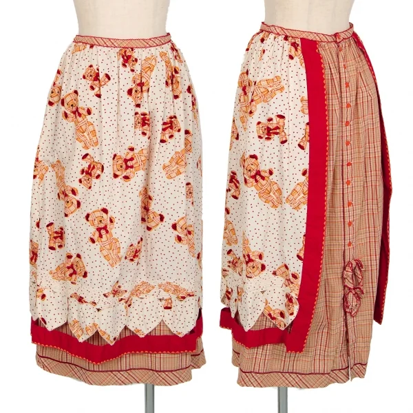 PINK HOUSE Bears Printed Half Wrap Layer Design Skrit Red,Ivory S-M K-102694_001