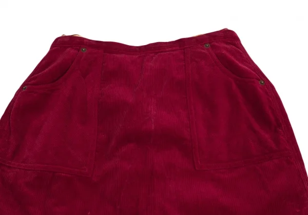 ピンクハウスPINK HOUSE ベアー刺繍コーデュロイラップチェックスカート 赤M位 K-102696_003