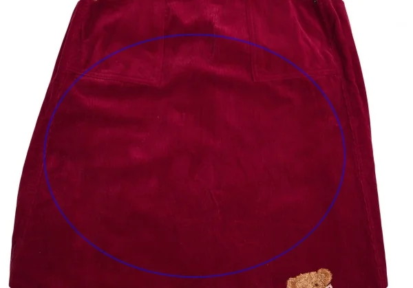 ピンクハウスPINK HOUSE ベアー刺繍コーデュロイラップチェックスカート 赤M位 K-102696_008