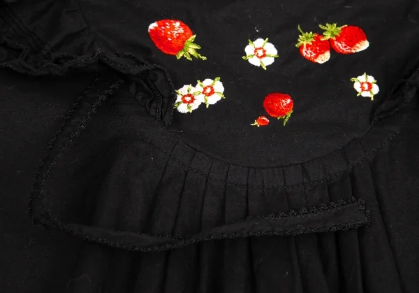 ピンクハウスPINK HOUSE ラビットストロベリー刺繍フリル半袖チュニック 黒M位 K-102697_006
