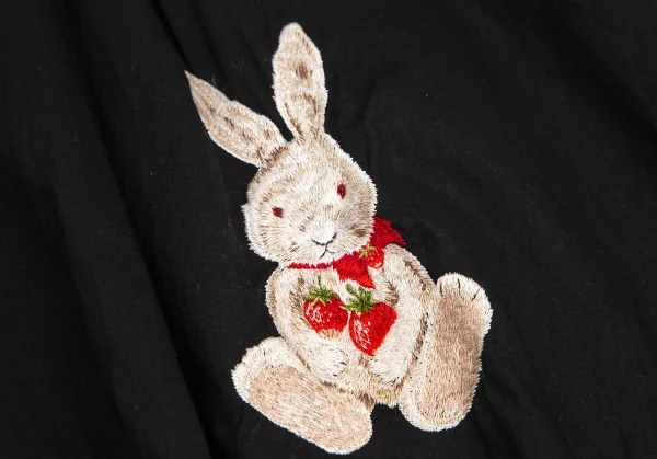 ピンクハウスPINK HOUSE ラビットストロベリー刺繍フリル半袖チュニック 黒M位 K-102697_008