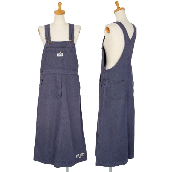 ピンクハウスPINK HOUSE 裾ロゴプリントワッペン貼り付けデニムジャンパーロングスカート インディゴM位 K-102700_001