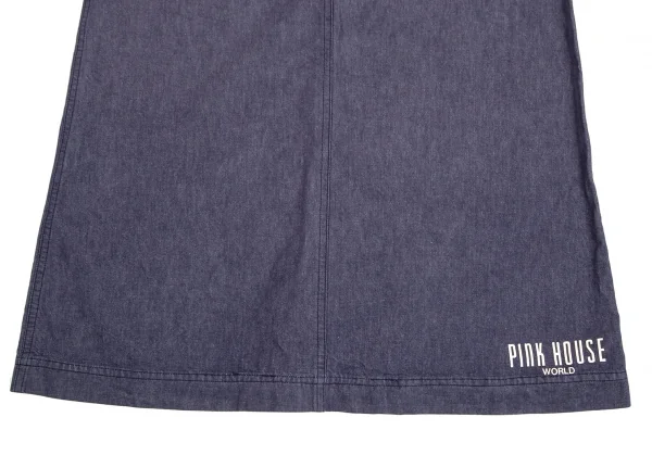 ピンクハウスPINK HOUSE 裾ロゴプリントワッペン貼り付けデニムジャンパーロングスカート インディゴM位 K-102700_013