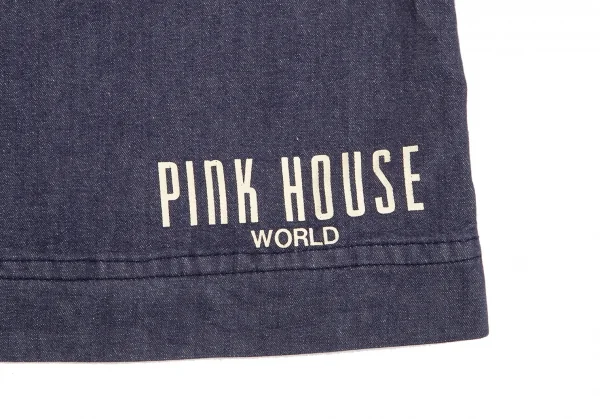 ピンクハウスPINK HOUSE 裾ロゴプリントワッペン貼り付けデニムジャンパーロングスカート インディゴM位 K-102700_014