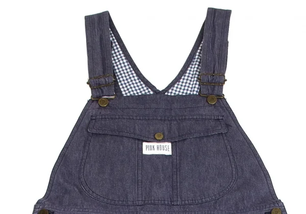 ピンクハウスPINK HOUSE 裾ロゴプリントワッペン貼り付けデニムジャンパーロングスカート インディゴM位 K-102700_003
