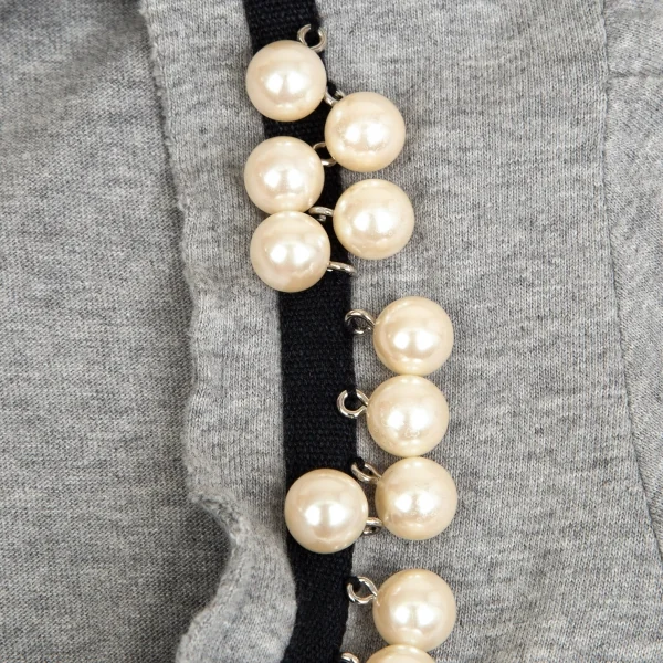 トリココムデギャルソンtricot COMME des GARCONS パールネック装飾UネックTシャツ グレーM位 K-102701_005