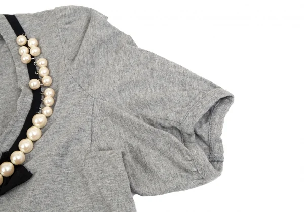 トリココムデギャルソンtricot COMME des GARCONS パールネック装飾UネックTシャツ グレーM位 K-102701_006