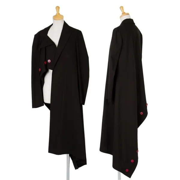 ヨウジヤマモト ファムyohji yamamoto FEMME 多ボタンデザインボタンレスロングジャケット