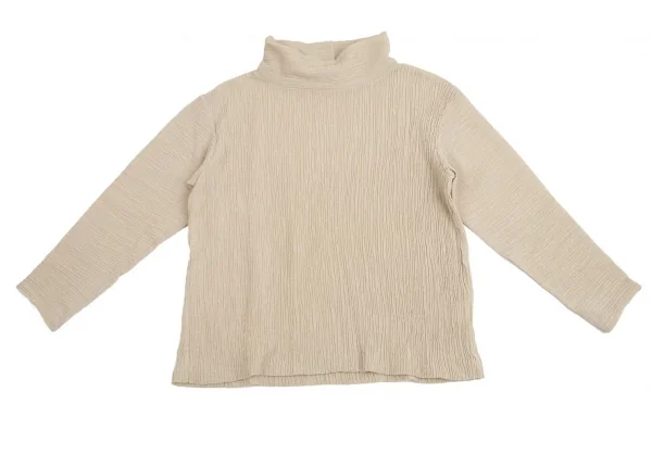 プランテーションPlantation ウール混シワプリーツハイネックトップス ベージュM K-102709_002