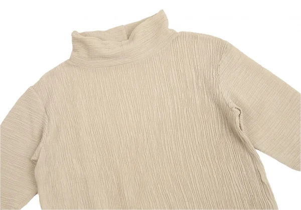 プランテーションPlantation ウール混シワプリーツハイネックトップス ベージュM K-102709_003