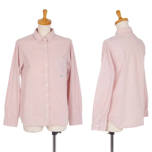 マドモアゼルノンノンMademoiselle NON NON ギンガムチェック長袖シャツ 白ピンク40L K-102750_001