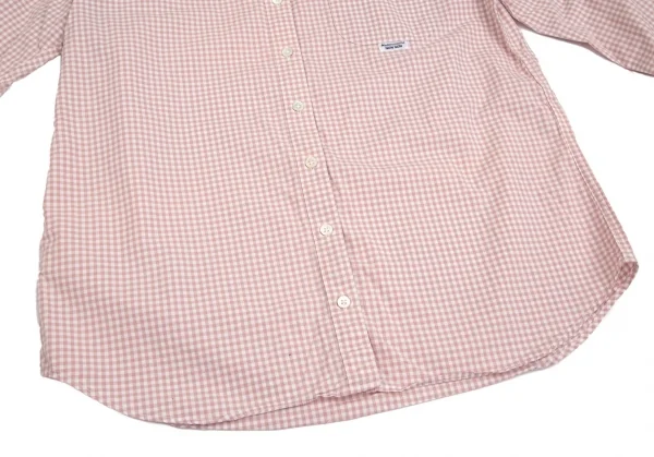 マドモアゼルノンノンMademoiselle NON NON ギンガムチェック長袖シャツ 白ピンク40L K-102750_011