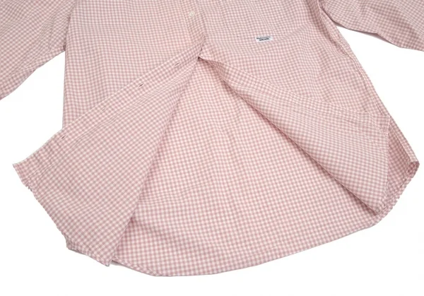 マドモアゼルノンノンMademoiselle NON NON ギンガムチェック長袖シャツ 白ピンク40L K-102750_012