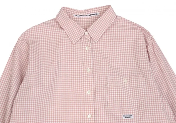 マドモアゼルノンノンMademoiselle NON NON ギンガムチェック長袖シャツ 白ピンク40L K-102750_003