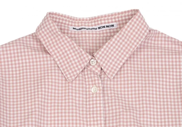 マドモアゼルノンノンMademoiselle NON NON ギンガムチェック長袖シャツ 白ピンク40L K-102750_004