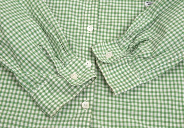 マドモアゼルノンノンMademoiselle NON NONチェックダブルポケット長袖シャツ 白緑M K-102756_011