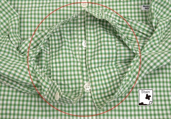 マドモアゼルノンノンMademoiselle NON NONチェックダブルポケット長袖シャツ 白緑M K-102756_012