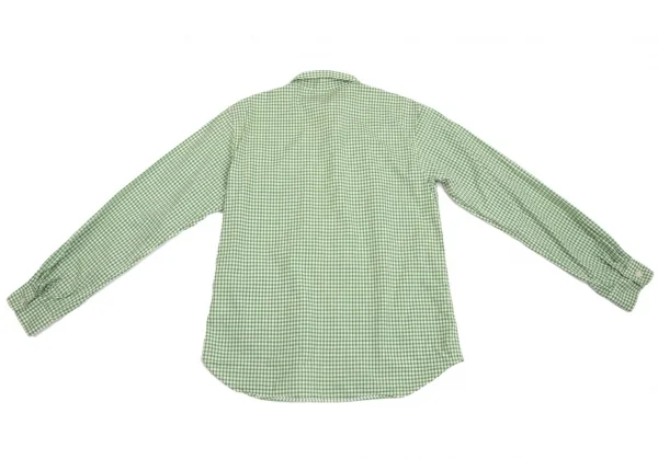 マドモアゼルノンノンMademoiselle NON NONチェックダブルポケット長袖シャツ 白緑M K-102756_015