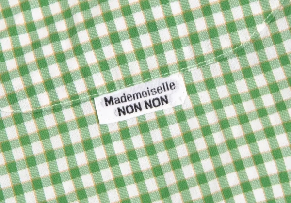 マドモアゼルノンノンMademoiselle NON NONチェックダブルポケット長袖シャツ 白緑M K-102756_008