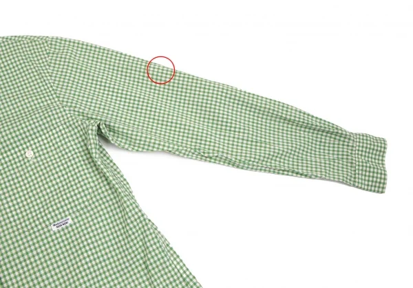 マドモアゼルノンノンMademoiselle NON NONチェックダブルポケット長袖シャツ 白緑M K-102756_009