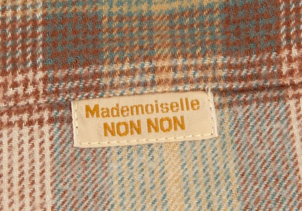 マドモアゼルノンノンMademoiselle NON NON 襟刺繍オーバーチェック長袖シャツ ベージュ茶38M K-102762_008