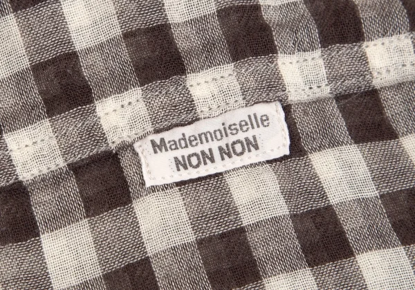 マドモアゼルノンノンMademoiselle NON NON ギンガムチェックダブルガーゼフードシャツ 茶オフ40L K-102765_010