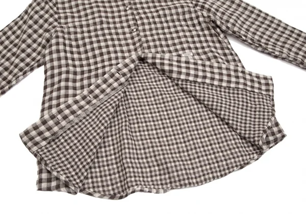 マドモアゼルノンノンMademoiselle NON NON ギンガムチェックダブルガーゼフードシャツ 茶オフ40L K-102765_011