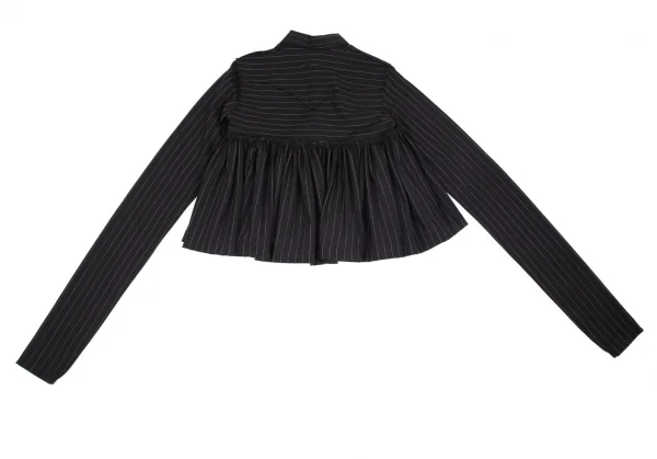ジャンポールゴルチエ ファムJean Paul GAULTIER FEMME ストライプ切替スーパーロングスリーブシャツ 黒40 K-102793_011