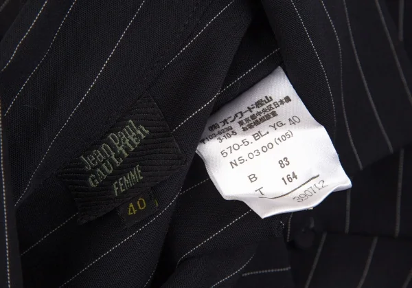 ジャンポールゴルチエ ファムJean Paul GAULTIER FEMME ストライプ切替スーパーロングスリーブシャツ 黒40 K-102793_016