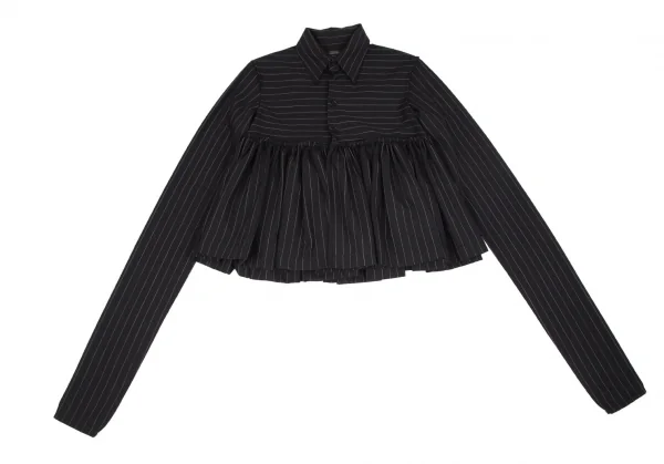 ジャンポールゴルチエ ファムJean Paul GAULTIER FEMME ストライプ切替スーパーロングスリーブシャツ 黒40 K-102793_002