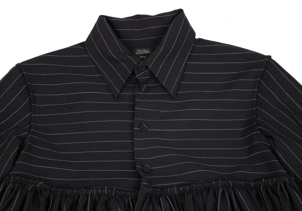 ジャンポールゴルチエ ファムJean Paul GAULTIER FEMME ストライプ切替スーパーロングスリーブシャツ 黒40 K-102793_003