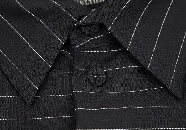 ジャンポールゴルチエ ファムJean Paul GAULTIER FEMME ストライプ切替スーパーロングスリーブシャツ 黒40 K-102793_004