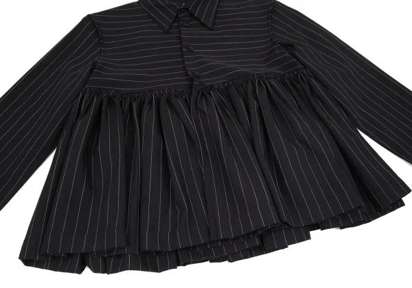 ジャンポールゴルチエ ファムJean Paul GAULTIER FEMME ストライプ切替スーパーロングスリーブシャツ 黒40 K-102793_008