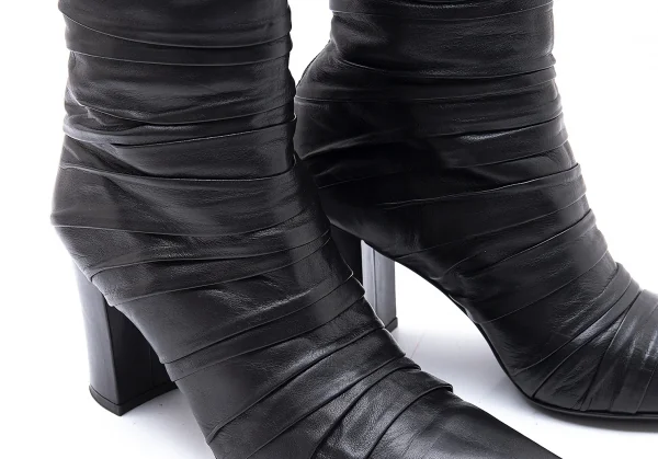 ジャンポールゴルチエJean Paul GAULTIER レザーマミーデザインポインテッドトゥロングブーツ 黒L(24位) K-102800_011