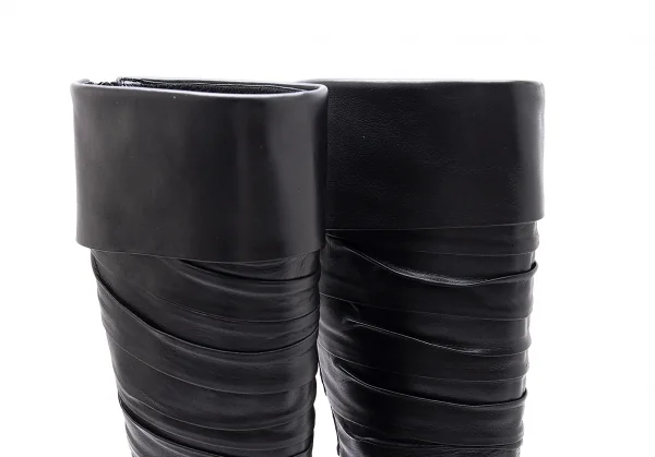 ジャンポールゴルチエJean Paul GAULTIER レザーマミーデザインポインテッドトゥロングブーツ 黒L(24位) K-102800_012