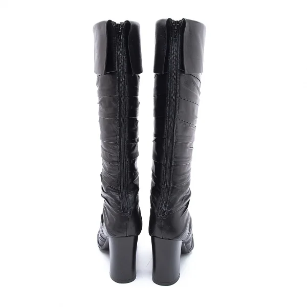 ジャンポールゴルチエJean Paul GAULTIER レザーマミーデザインポインテッドトゥロングブーツ 黒L(24位) K-102800_004