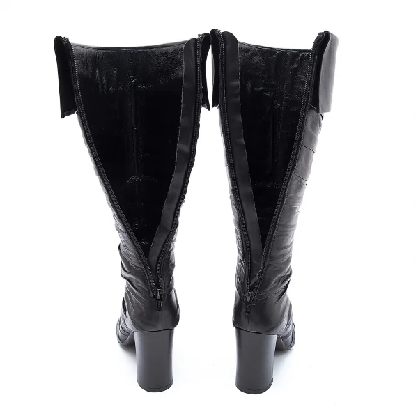 ジャンポールゴルチエJean Paul GAULTIER レザーマミーデザインポインテッドトゥロングブーツ 黒L(24位) K-102800_005