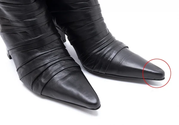 ジャンポールゴルチエJean Paul GAULTIER レザーマミーデザインポインテッドトゥロングブーツ 黒L(24位) K-102800_009