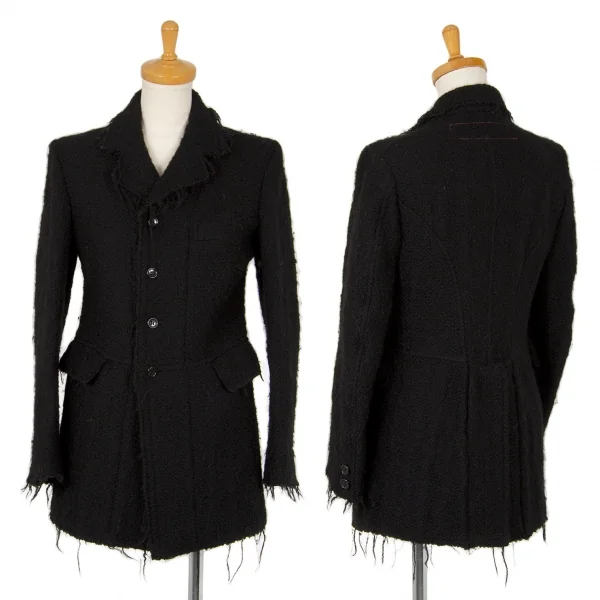 ジュンヤワタナベマンピンク コムデギャルソンJUNYA WATANABE MAN PINK COMME des GARCONS ウールモヘヤ裏キルティング裁ち切りデザインジャケット 黒S K-102815_001