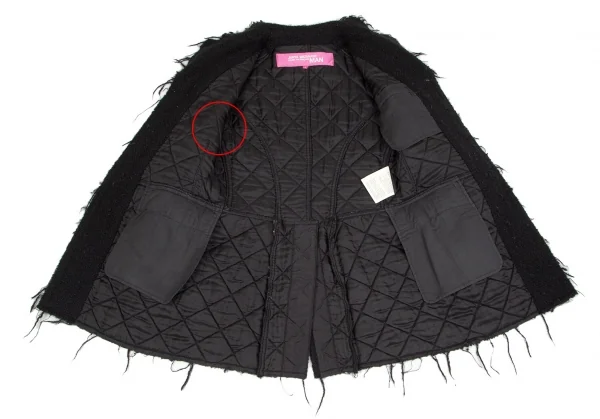 ジュンヤワタナベマンピンク コムデギャルソンJUNYA WATANABE MAN PINK COMME des GARCONS ウールモヘヤ裏キルティング裁ち切りデザインジャケット 黒S K-102815_011