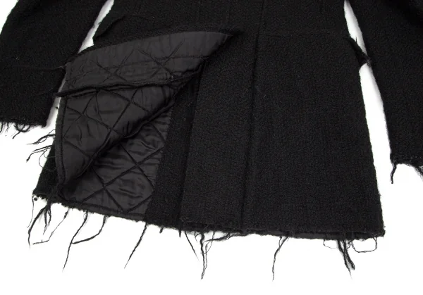 ジュンヤワタナベマンピンク コムデギャルソンJUNYA WATANABE MAN PINK COMME des GARCONS ウールモヘヤ裏キルティング裁ち切りデザインジャケット 黒S K-102815_015